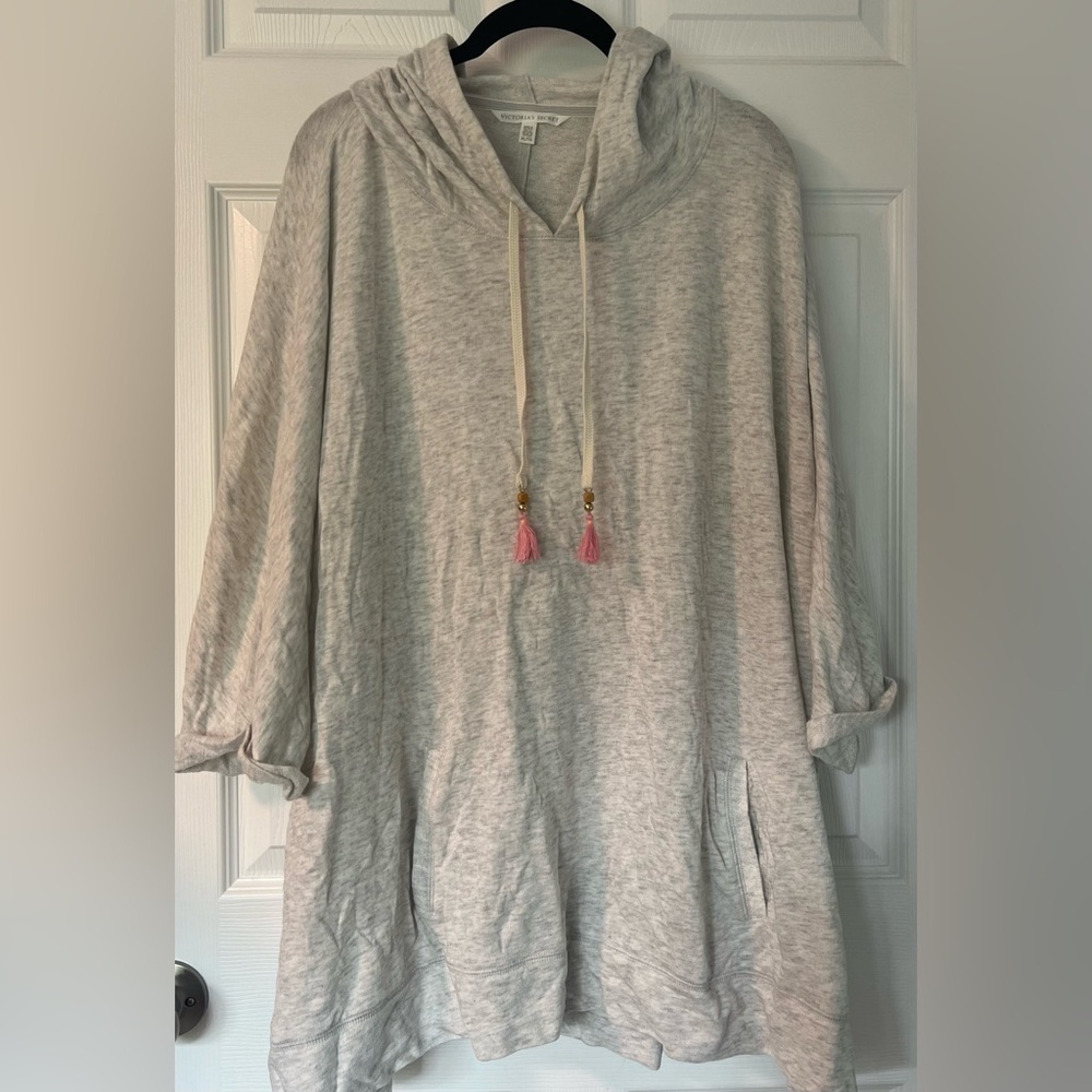 Victoria's Secret Gray Oversized Short Sleeved Hoodie